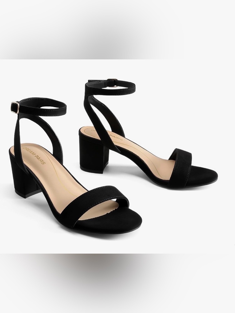 New Dream Pairs Classic Black Ankle-Strap 2.5” Heels Sandals - 8.5